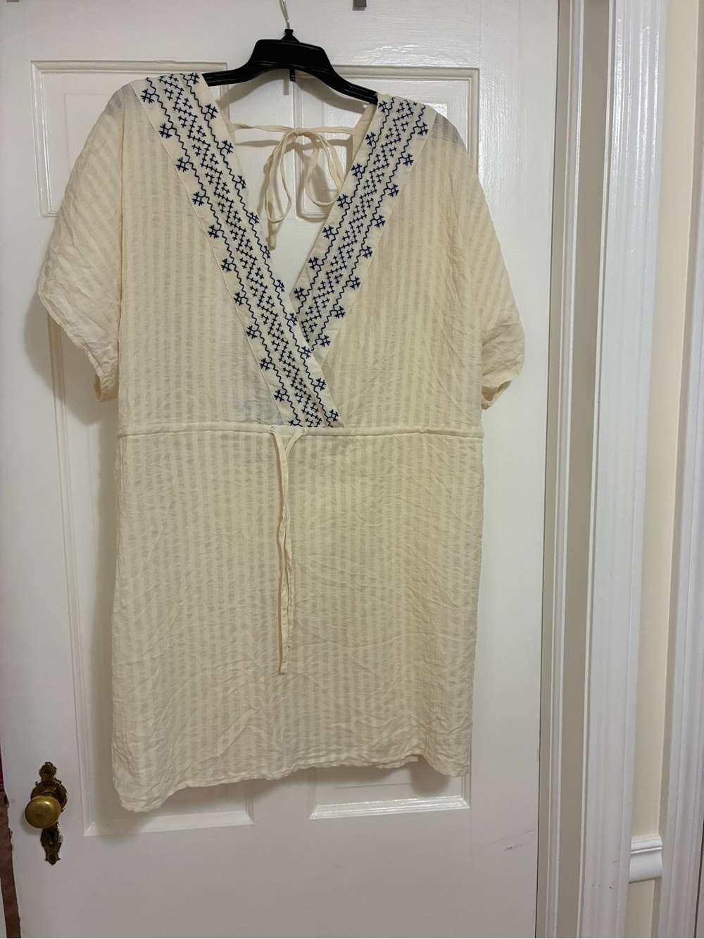 Madewell NEW Style L4563‎ Drawstring Embroidered Tie Back Coverup Size Medium